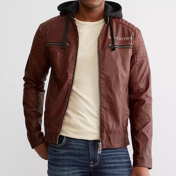 Affliction Code of Honor Jacket NWT Vegan Leather Embroidered Back Zip Up - Picture 4 of 15